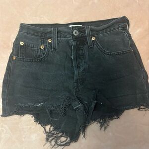 Black Distressed Levi shorts